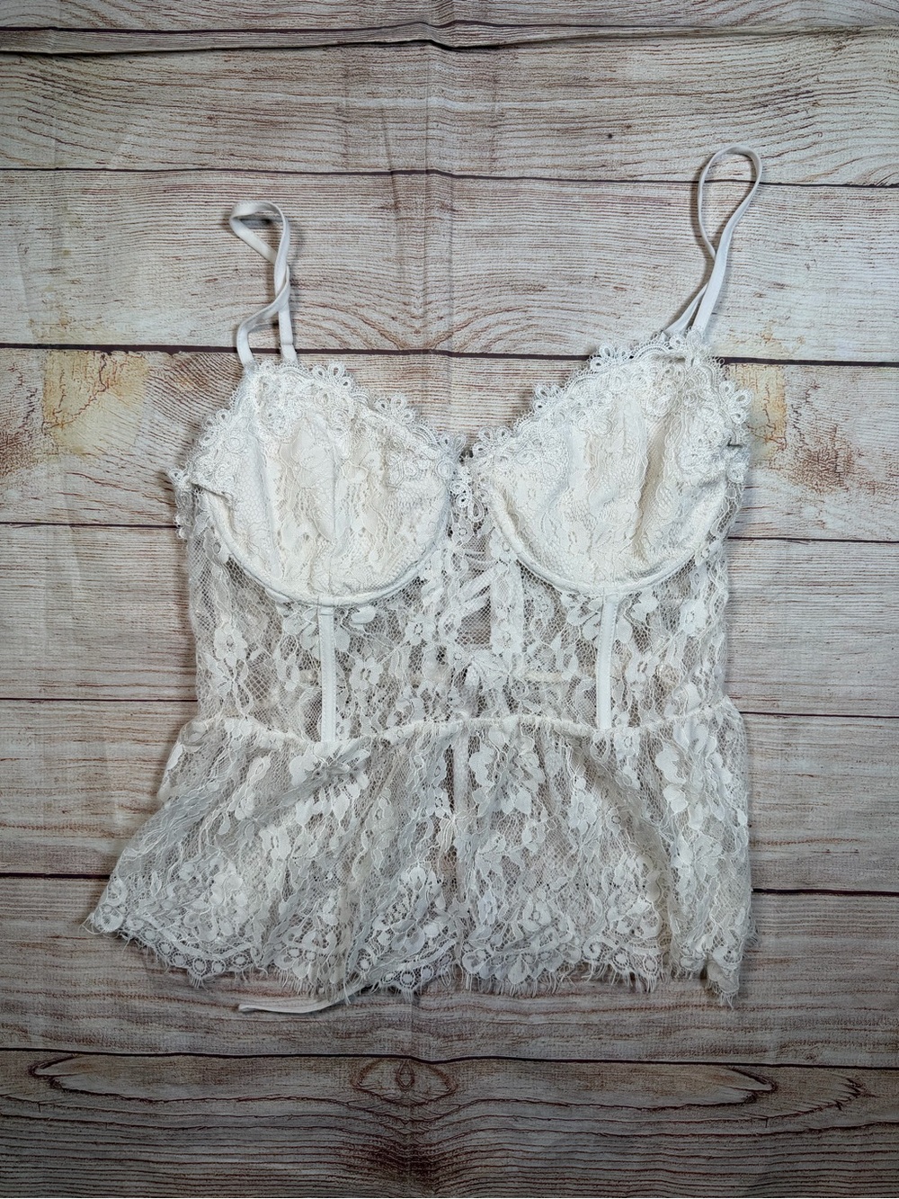 Delicate Dainty Boho Fairy Sheer Lace Fringe Bustier Camisole Coquette